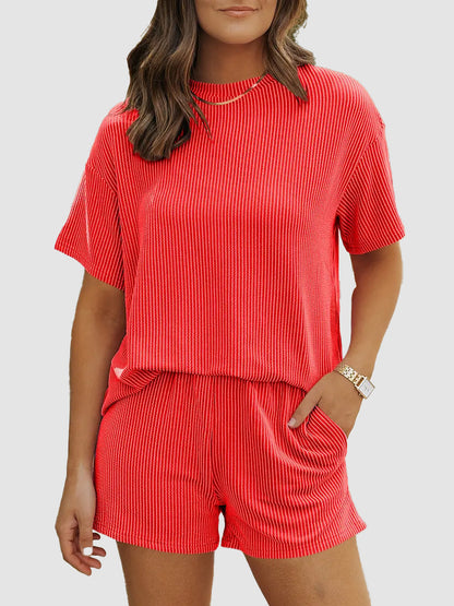 Women 2 Piece Summer Outfit Pocket Shorts Matching Set