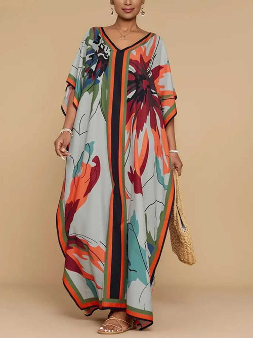 Women Beach Swimsuit Cover Up V Neck Maxi Dress