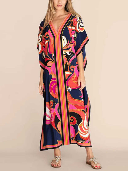 Women Beach Swimsuit Cover Up V Neck Maxi Dress