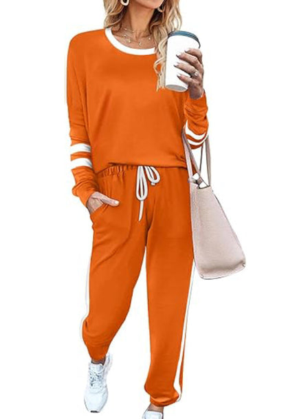 Limited time sale🔥Women's Contrast Color Cuffs Casual Sports Jogging Two-Piece Set