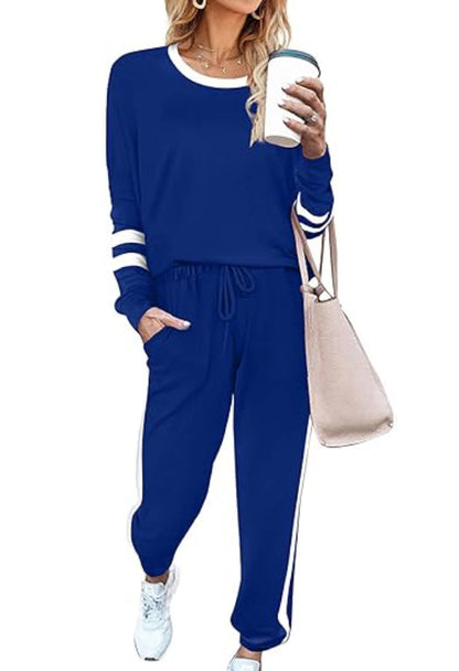 Limited time sale🔥Women's Contrast Color Cuffs Casual Sports Jogging Two-Piece Set