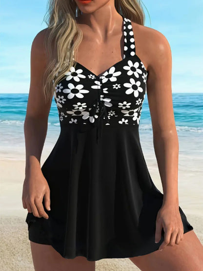 Women's Casual Fashion Tankini Top and Shorts 2pcs Swimsuit Set