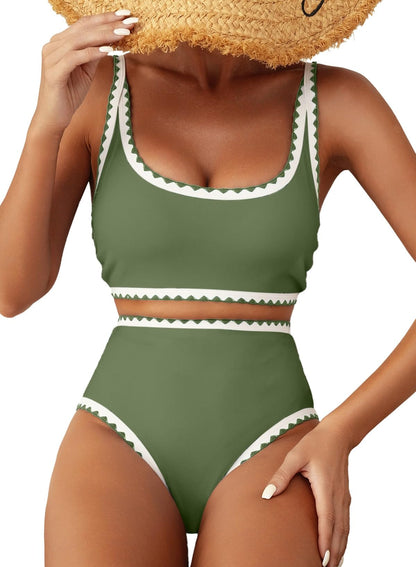 Women's Bikini Sets Floral Print Whip Stitch 2 Piece Swimsuits