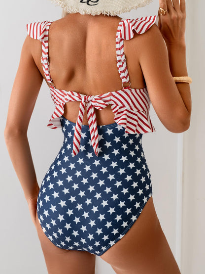 Limited time sale🔥Women Tummy Control Ruffle Bathing Suit V Neck Ruched Swim Suit