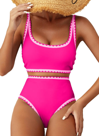 Women's Bikini Sets Floral Print Whip Stitch 2 Piece Swimsuits