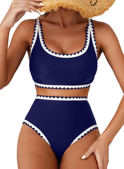 Women's Bikini Sets Floral Print Whip Stitch 2 Piece Swimsuits