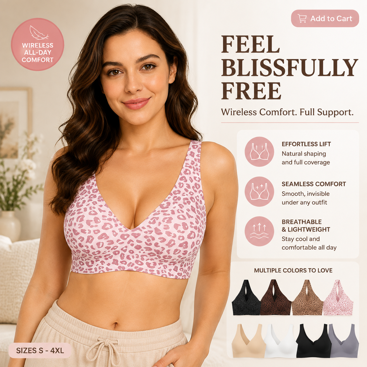 🏆Super Firming Leopard Print Jelly  Bra | Women Wirefree Bras 👍No More Sagging Breasts