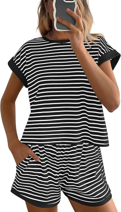 Limited time sale🔥Womens Striped Knit Sets 2 Piece Outfits