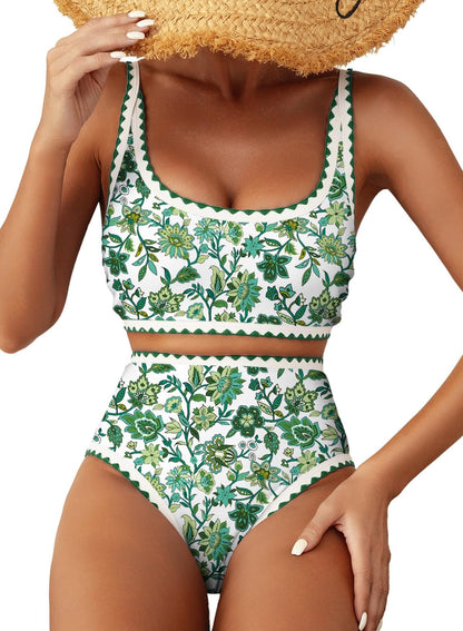 Women's Bikini Sets Floral Print Whip Stitch 2 Piece Swimsuits