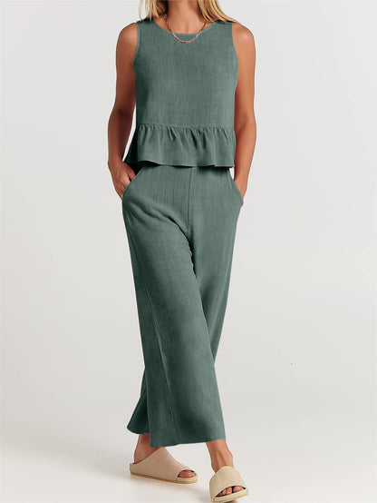 2024 Women's Summer 2 Pieces Outfits - Lounge Set with Pockets
