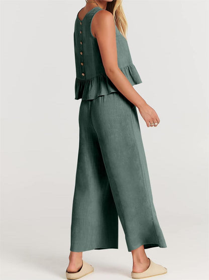 2024 Women's Summer 2 Pieces Outfits - Lounge Set with Pockets