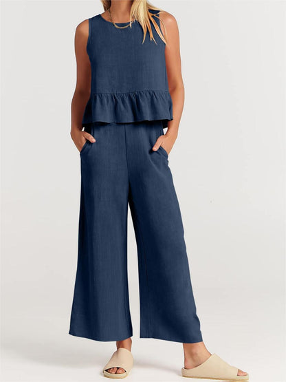 2024 Women's Summer 2 Pieces Outfits - Lounge Set with Pockets