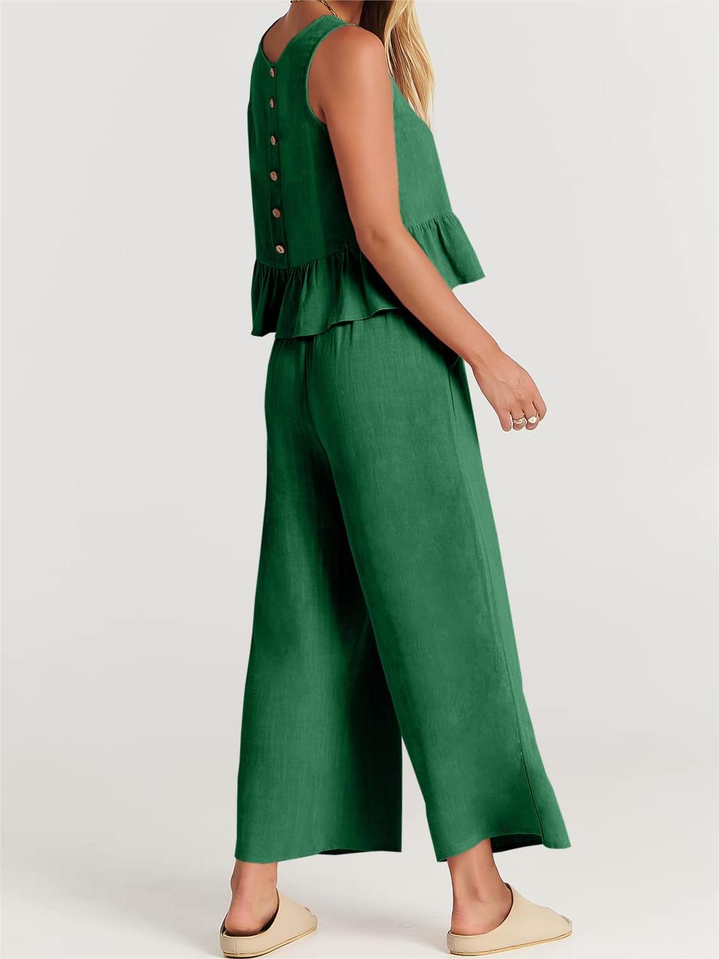 2024 Women's Summer 2 Pieces Outfits - Lounge Set with Pockets