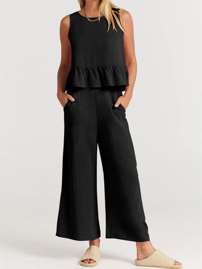 2024 Women's Summer 2 Pieces Outfits - Lounge Set with Pockets