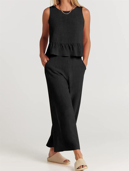 2024 Women's Summer 2 Pieces Outfits - Lounge Set with Pockets