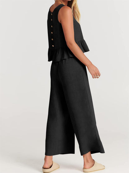 2024 Women's Summer 2 Pieces Outfits - Lounge Set with Pockets