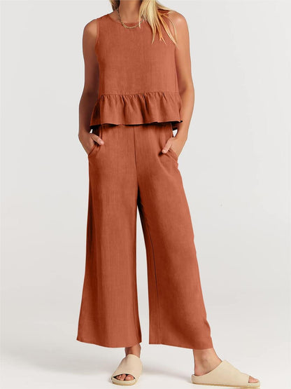 2024 Women's Summer 2 Pieces Outfits - Lounge Set with Pockets