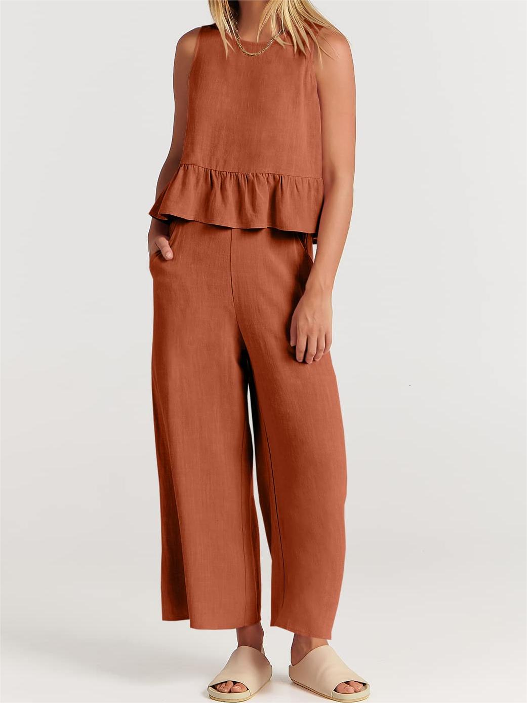 2024 Women's Summer 2 Pieces Outfits - Lounge Set with Pockets