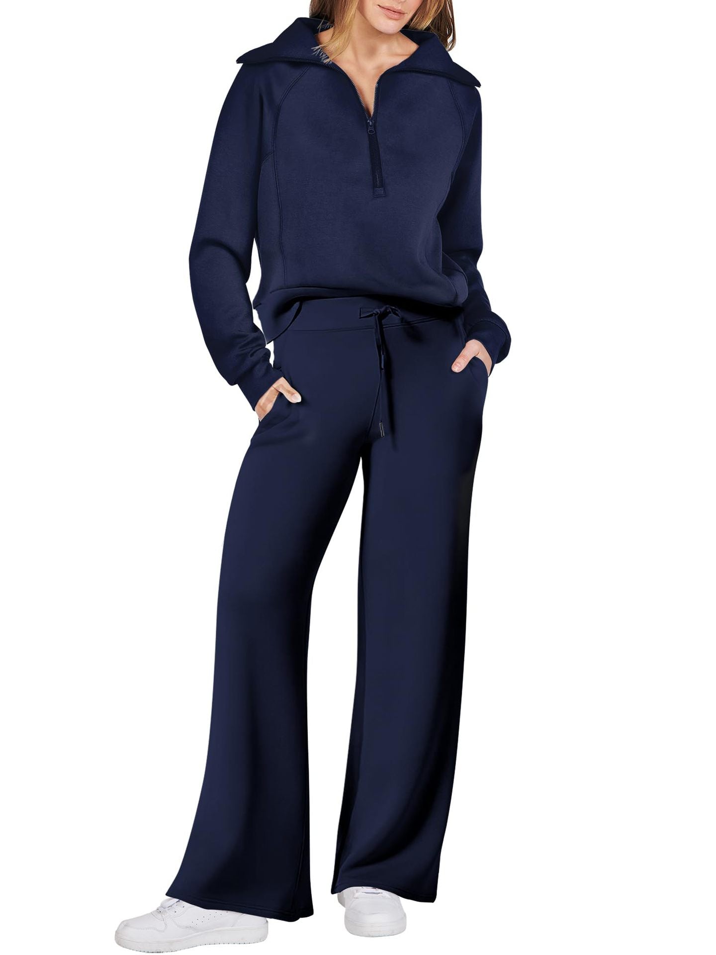 Limited time sale🔥Women's Navy Collar Half Zip Suit