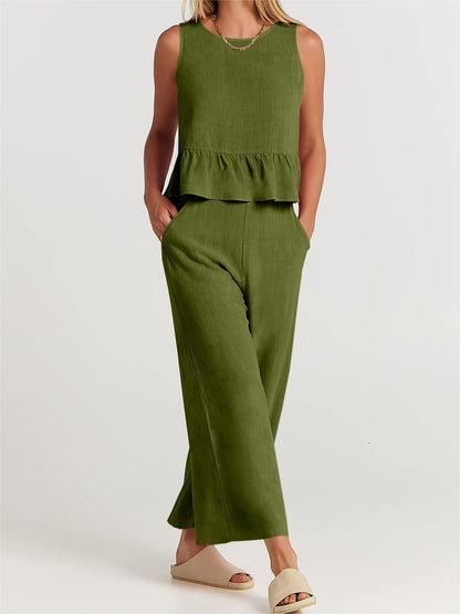 2024 Women's Summer 2 Pieces Outfits - Lounge Set with Pockets