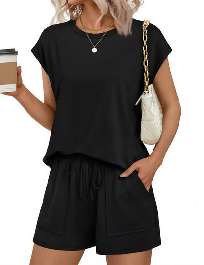 Two Piece Sets for Women Summer Crew Neck Lounge Short Sets