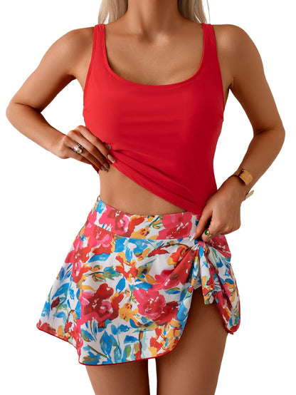 Limited time sale🔥Women's Tummy Control Two Piece Swimsuit High Waisted Tank Top with Swim Skirt