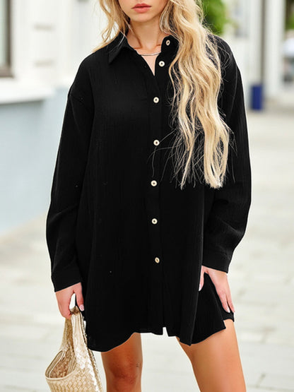 Limited time sale🔥Women's Gauze Button Long-Sleeved and Shorts Set