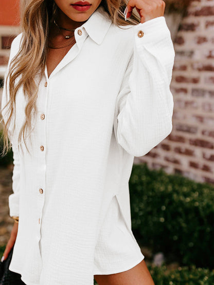Limited time sale🔥Women's Gauze Button Long-Sleeved and Shorts Set