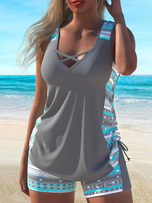 Women's Swimsuit Comfortable Printed Two-Piece Vest Style