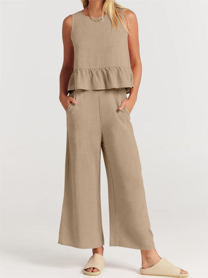 2024 Women's Summer 2 Pieces Outfits - Lounge Set with Pockets