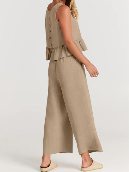 2024 Women's Summer 2 Pieces Outfits - Lounge Set with Pockets