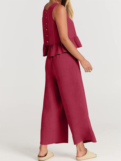 2024 Women's Summer 2 Pieces Outfits - Lounge Set with Pockets