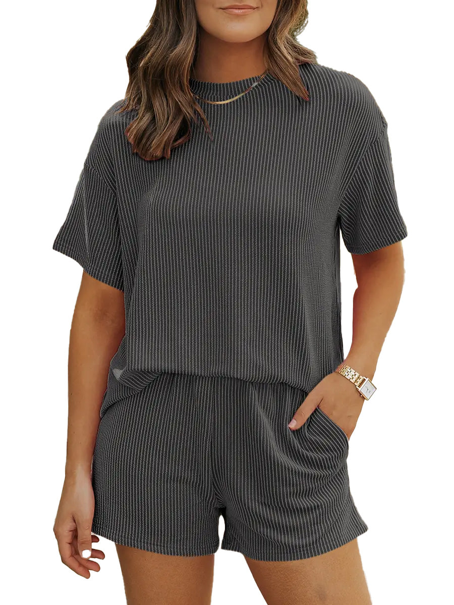 Women 2 Piece Summer Outfit Pocket Shorts Matching Set